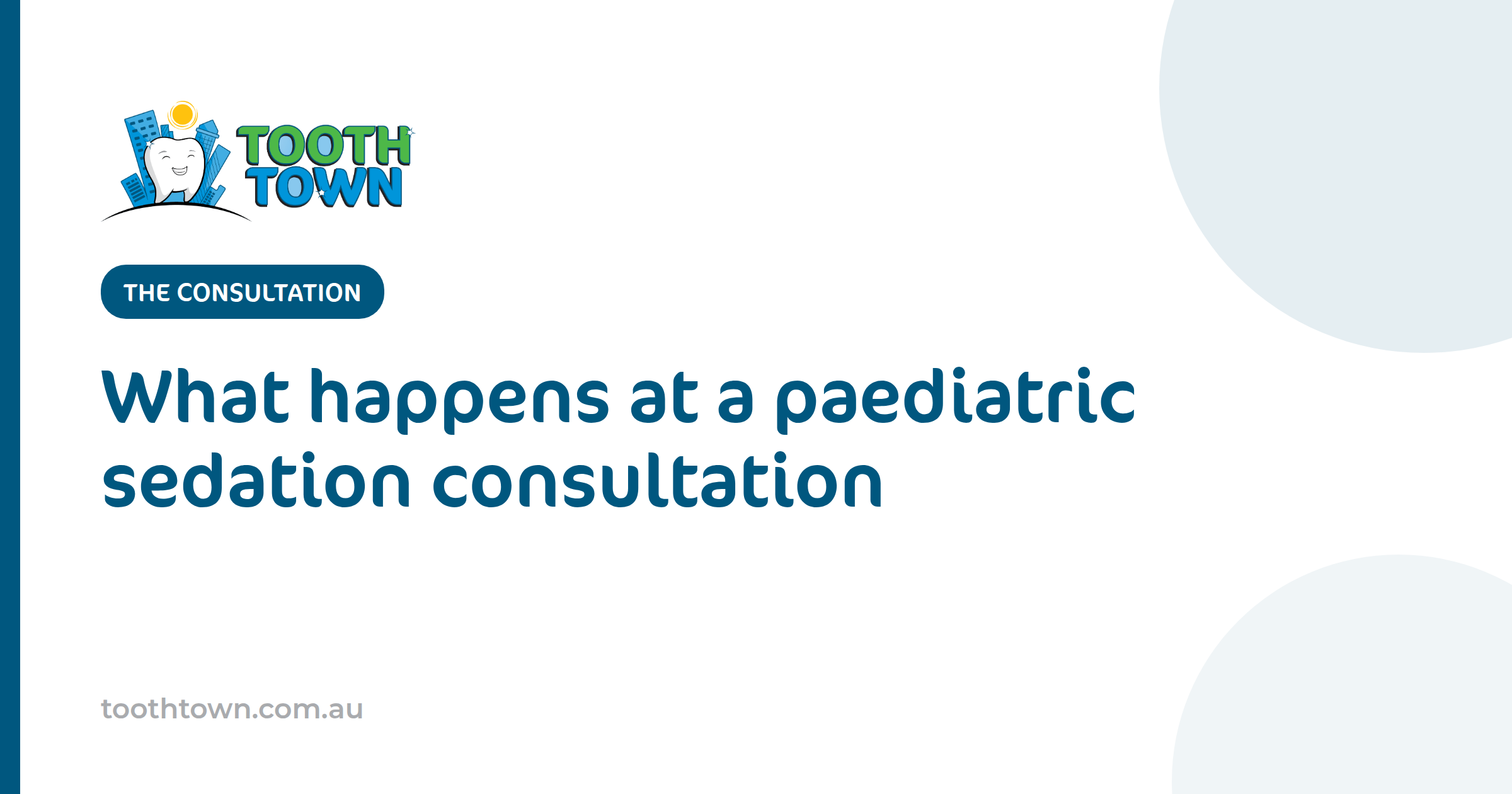 A paediatric dentist kneeling to chat with a young child and their parent in a consultation room