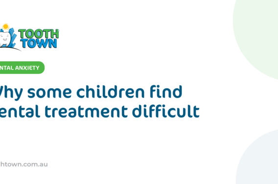 Child feeling anxious about dental treatment at Tooth Town clinic.